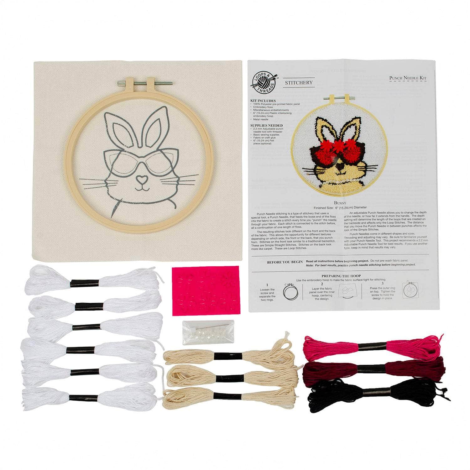 Punch Needle Kit 6" Hoop - Bunny, Unicorn, or Boston Terrier - Image 7